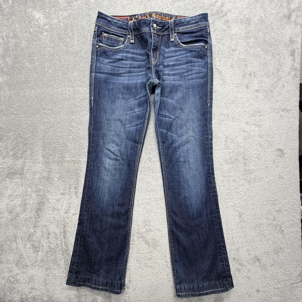 Rock Revival Celine Bootcut Jeans Womens 31 Blue Medium Wash Embroidered